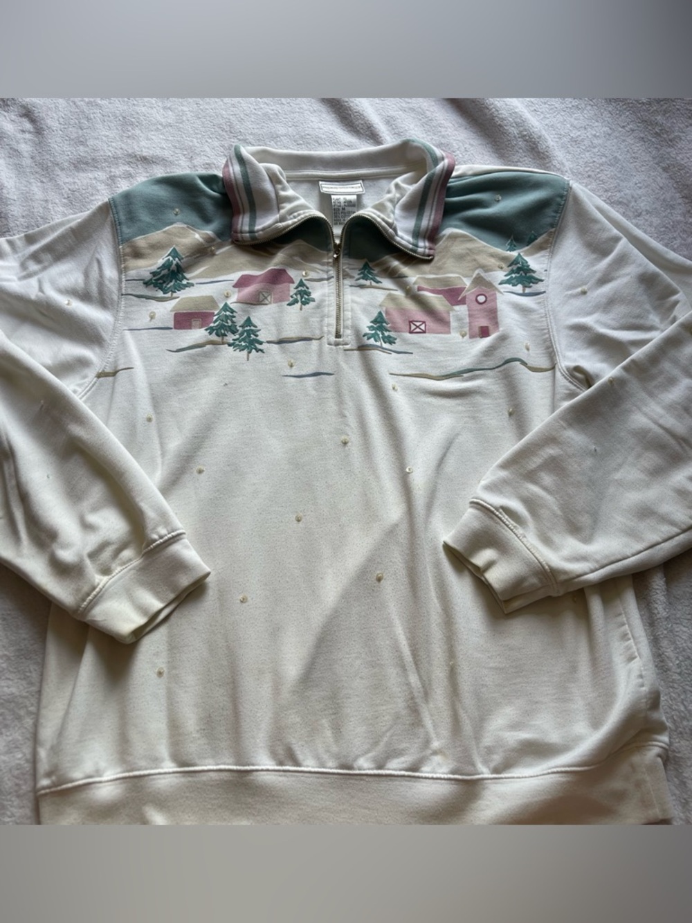 Vintage 1990s Napa Valley quarter zip winter landscape sweater collar size M